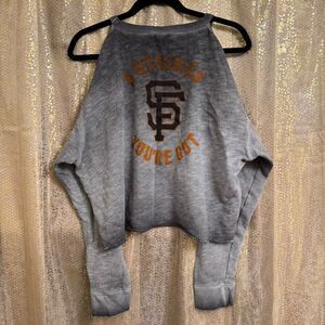 PINK Victorias Secret MLB San Francisco Giants Cold Shoulder Sweater Gray Large